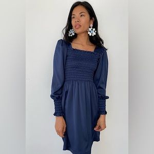 Lisa Says Gah Toni Long Sleeve Dress in Deep Sea Satin, Size S